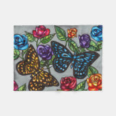 Schmetterling-Rose Blume Originalität zeichnend Na Fleecedecke (Vorderseite (Horizontal))