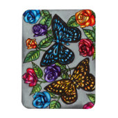 Schmetterling-Rose Blume Originalität zeichnend Na Magnet (Vertikal)