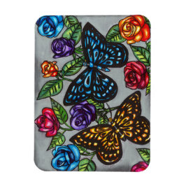 Schmetterling-Rose Blume Originalität zeichnend Na Magnet