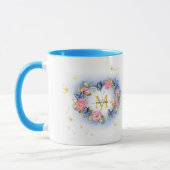 Schmetterling & Rose Herz I Monogramm Gold Initial Tasse (Links)