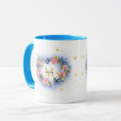 Schmetterling & Rose Herz I Monogramm Gold Initial Tasse (Vorderseite Links)