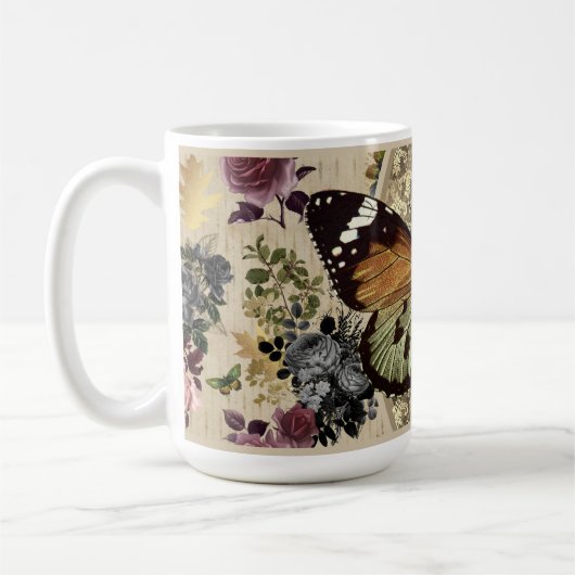 Schmetterling & Rose Kaffeezubereitung Tasse (Links)