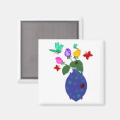 Schmetterling-Rose Magnet (Vorderseite/Rückseite)
