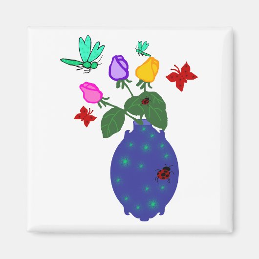 Schmetterling-Rose Magnet (Vorne)