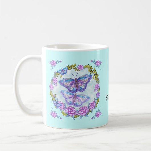 Schmetterling-Rose-Tasse Kaffeetasse (Links)
