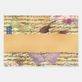 Schmetterling, Rose und Anmerkungen Ephemera Geschenkpapier Set (Vorderseite 2)