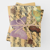 Schmetterling, Rose und Anmerkungen Ephemera Geschenkpapier Set (Beispiel)