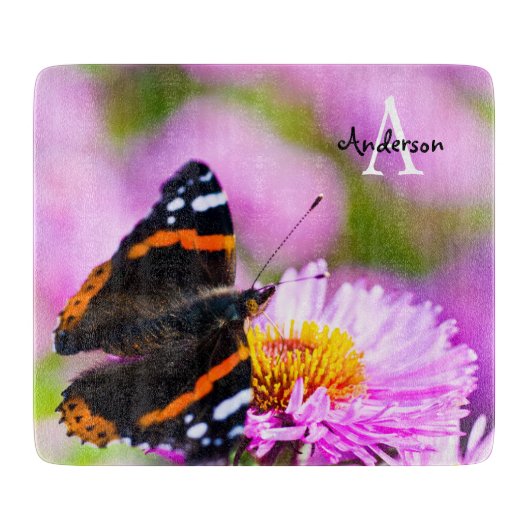 Schmetterling Roter Admiral Glas-Hackbrett Schneidebrett (Vorderseite)