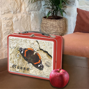 Schmetterling - Roter Admiral Metall Brotdose