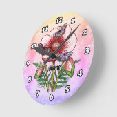 Schmetterling Roter Mohn Runde Wanduhr (Winkel)