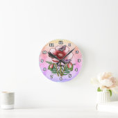 Schmetterling Roter Mohn Runde Wanduhr (Zuhause)