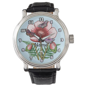 Schmetterling Roter Mohn Uhr