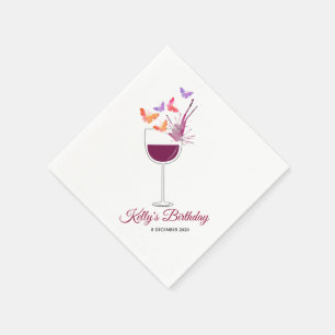 Schmetterling, Rotwein, Cocktail Paper Napkins Serviette