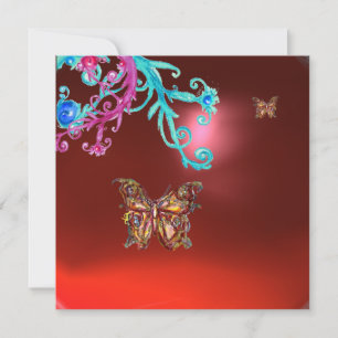 SCHMETTERLING  RUBIN, blau hellrosa rot Einladung