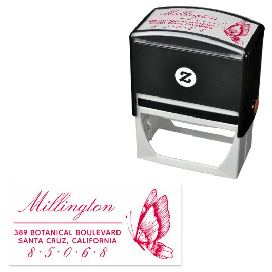 Schmetterling | Rücksendeadresse für Familienname Permastempel (Beispiel)