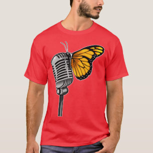 Schmetterling Sänger Mikrofon Musik T-Shirt