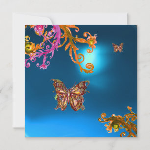 SCHMETTERLING  SAPHIRBLAU, hellrosa gelb braun Einladung