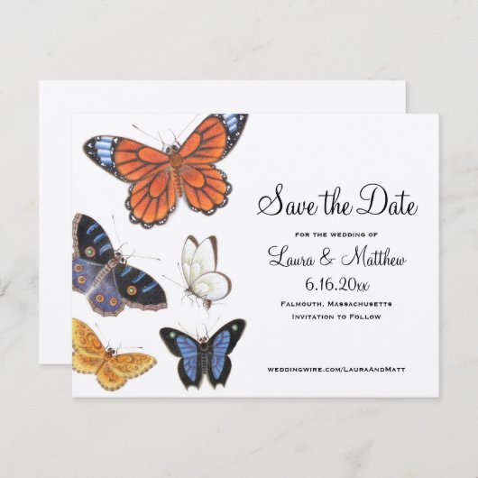 Schmetterling Save the Date - Vintage Illustration (Vorne/Hinten)