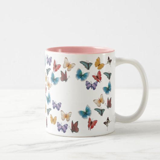 Schmetterling-Schablone Zweifarbige Tasse (Rechts)