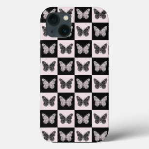Schmetterling Schachbrettmuster in Schwarz und Wei Case-Mate iPhone Hülle