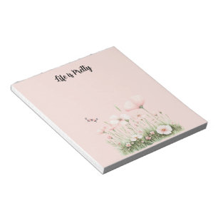 Schmetterling Schmetterlingsrosa Blumen Notizblock
