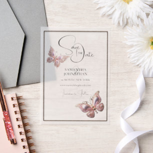 Schmetterling-Schmucksilber Save the Date Pergament Einladungen