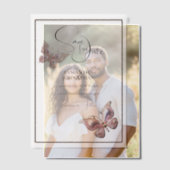 Schmetterling-Schmucksilber Save the Date Pergament Einladungen (Versatz (Ehepaar))