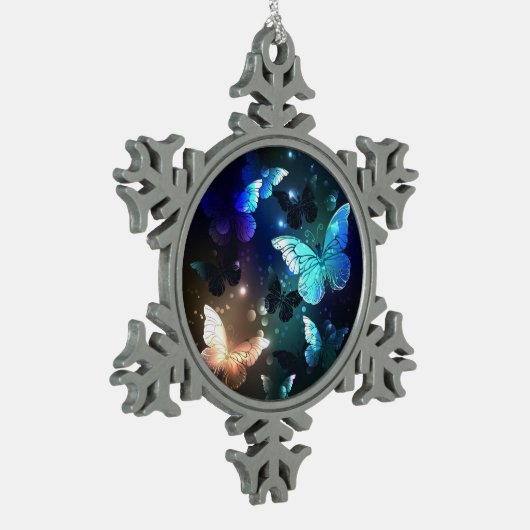 Schmetterling Schneeflocken Zinn-Ornament (Links)