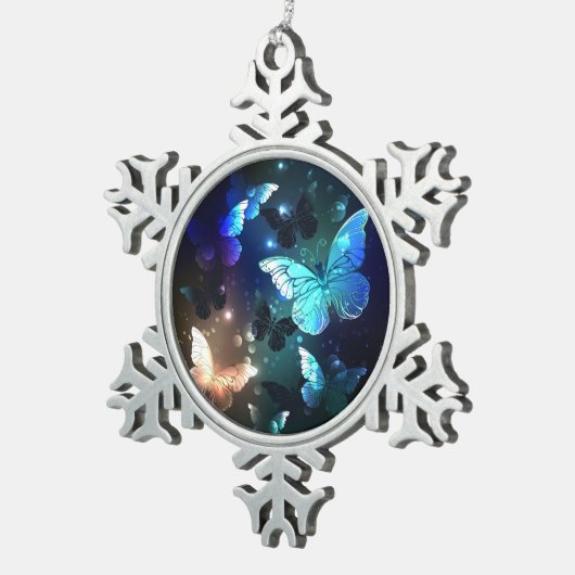 Schmetterling Schneeflocken Zinn-Ornament (Rechts)