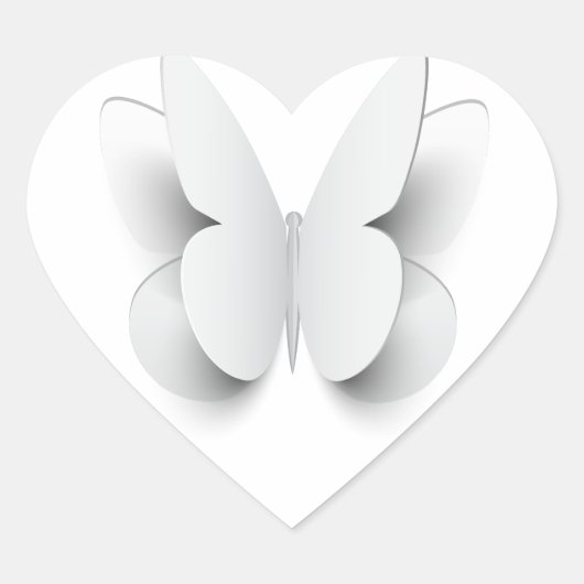 Schmetterling - Schnitt durch Papier Herz-Aufkleber (Vorderseite)