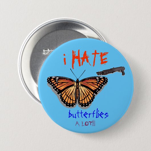 Schmetterling, Schrotflinte, HASSE ich, Button (Vorne & Hinten)