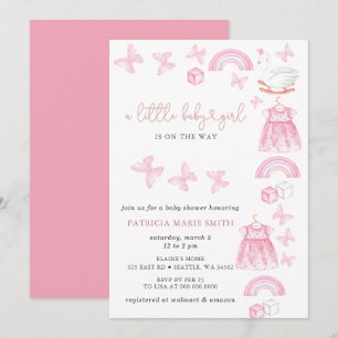 Schmetterling Schwan Prinzessin Rosa Mädchen Baby Einladung