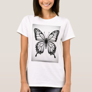 Schmetterling schwarz und weiß gestalten T-Shirt