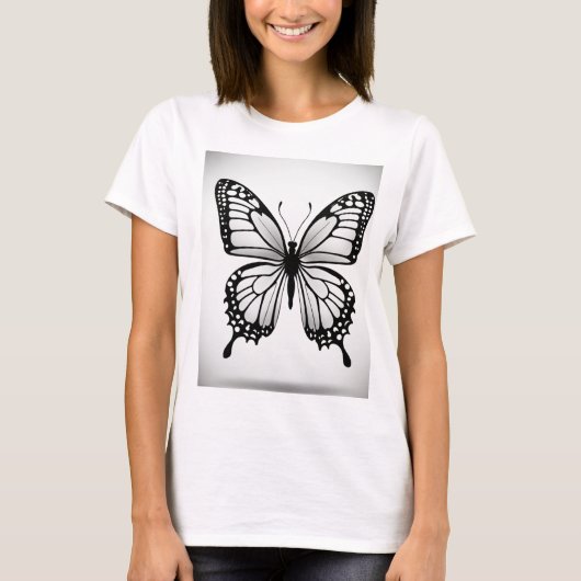 Schmetterling schwarz und weiß gestalten T-Shirt (Vorderseite)