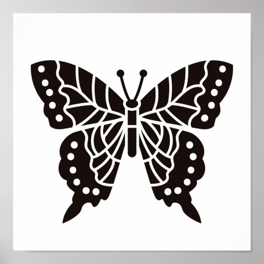 Schmetterling Schwarz-Weiß Poster (Vorne)