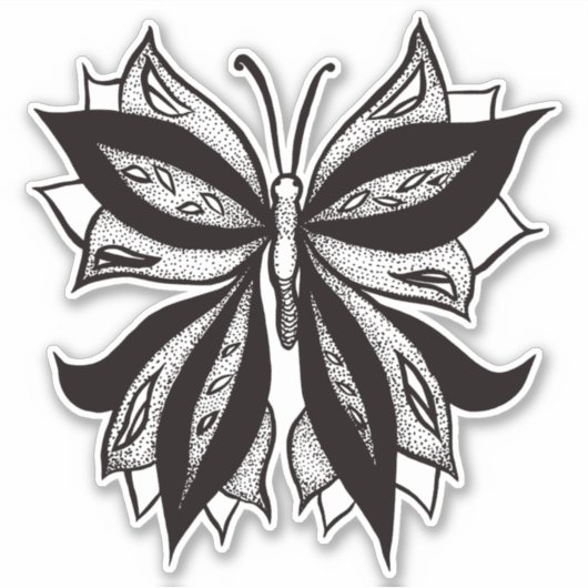 Schmetterling Schwarz-Weiß-Stamm Tattoo Aufkleber (Vorderseite)