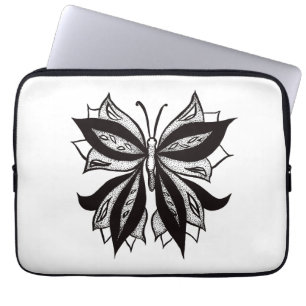 Schmetterling Schwarz-Weiß-Stamm Tattoo Laptopschutzhülle