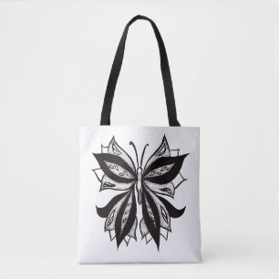 Schmetterling Schwarz-Weiß-Stamm Tattoo Tasche
