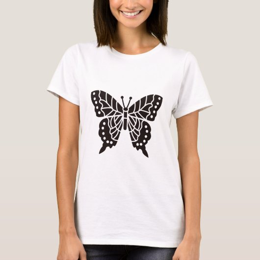 Schmetterling Schwarz-Weiß T-Shirt (Vorderseite)