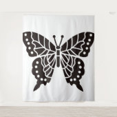 Schmetterling Schwarz-Weiß Wandteppich (Vorderseite)