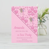 Schmetterling-Seepferd Gewohntes Party Rosa Einladung (Stehend Vorderseite)