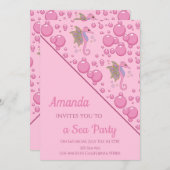 Schmetterling-Seepferd Gewohntes Party Rosa Einladung (Vorne/Hinten)