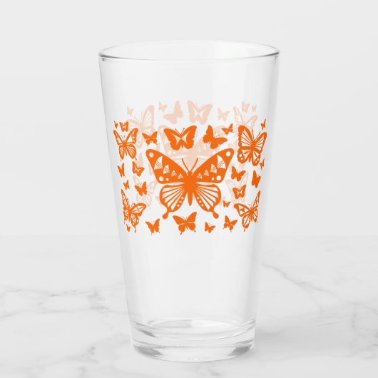 Schmetterling-Segen in Orange Glas (Rückseite)