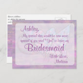 Schmetterling - Sei meine Bridesmaid? Einladungspostkarte (Vorne/Hinten)