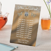 Schmetterling & Silberner Glitzer Foil Tischnummer Sockelschild (In Situ)