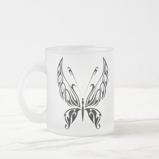 Schmetterling-Silhouette-Tasse Mattglastasse (Links)
