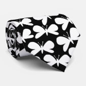 Schmetterling-Silhouetten - Weiß auf Schwarz Krawatte (Gerollt)