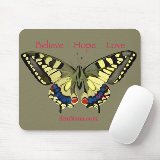 Schmetterling & Simple Glaube, Hoffnung, Liebe Mousepad (Mit Mouse)
