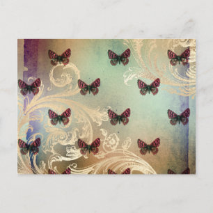 Schmetterling-Skroll-Ornament im Vintage-Stil Postkarte