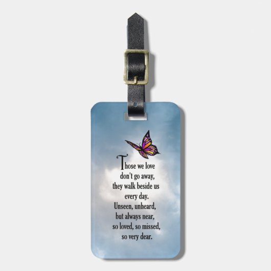 Schmetterling "So Loved" Gedicht Gepäckanhänger (Vorderseite vertikal)